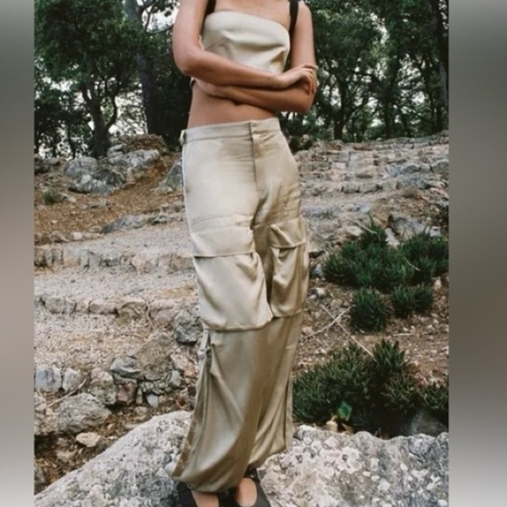 Zara Women's Gold Wide Leg Pant -NWoT